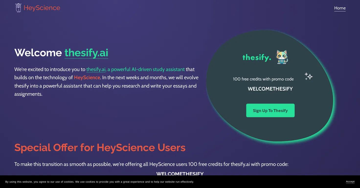 HeyScienceWebsite Screenshot