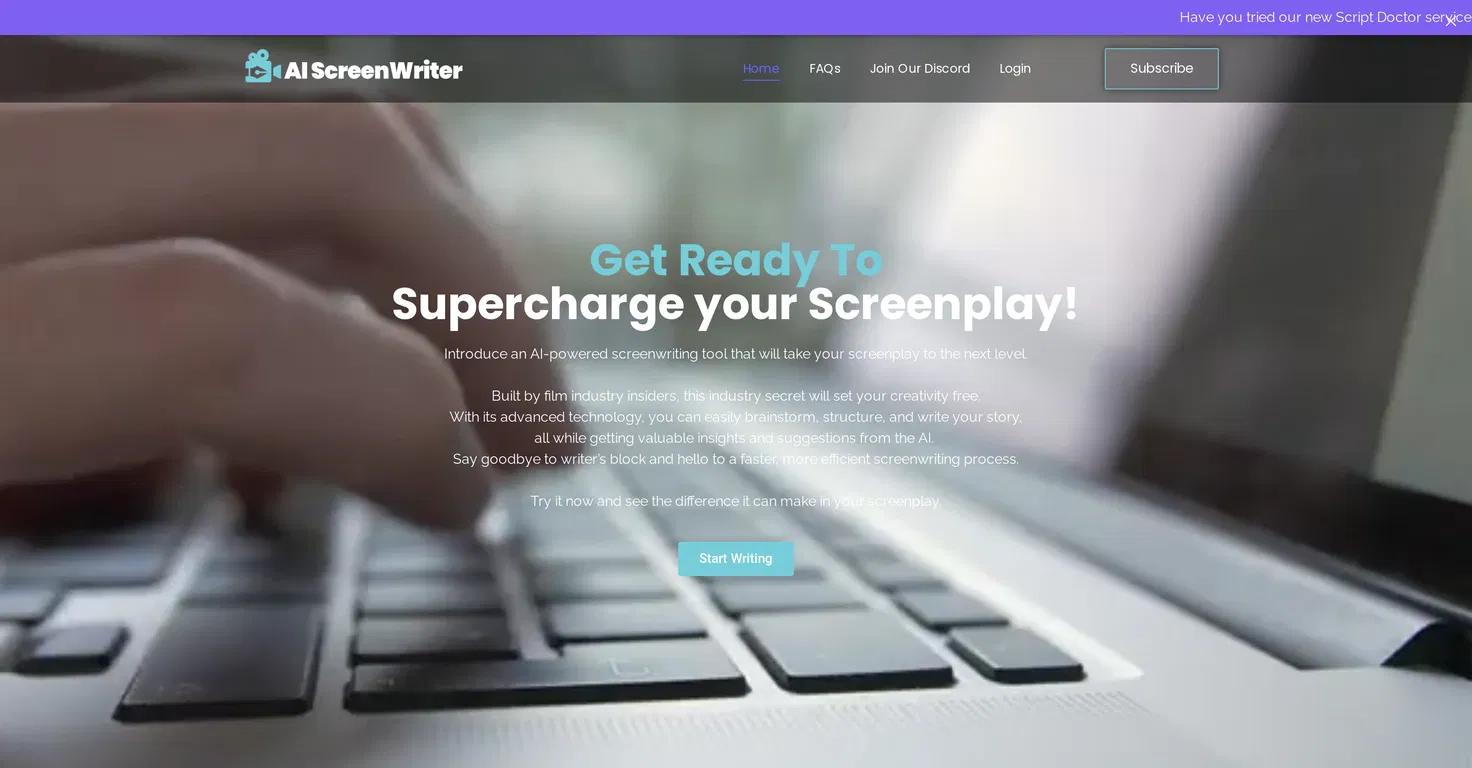 AI ScreenWriter Website