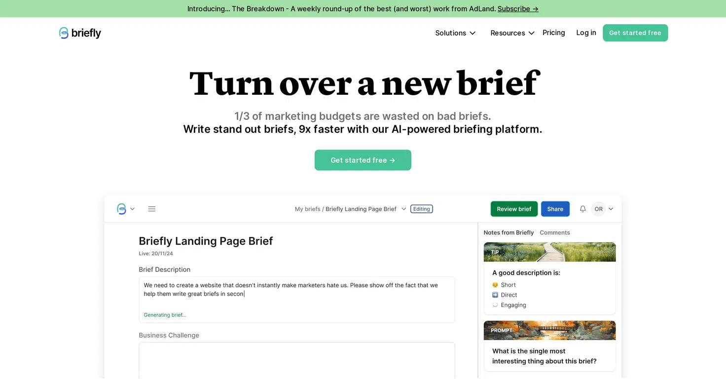 BrieflyWebsite Screenshot