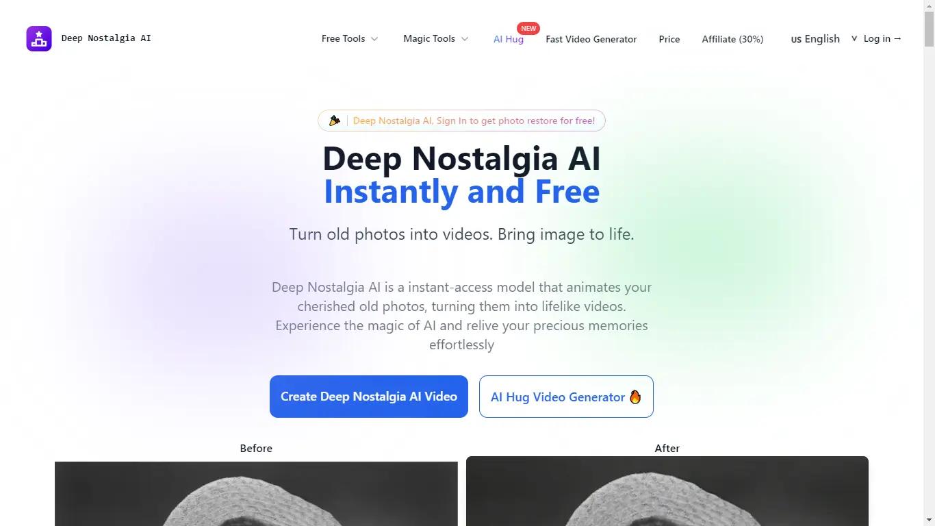 Deep Nostalgia AI Website
