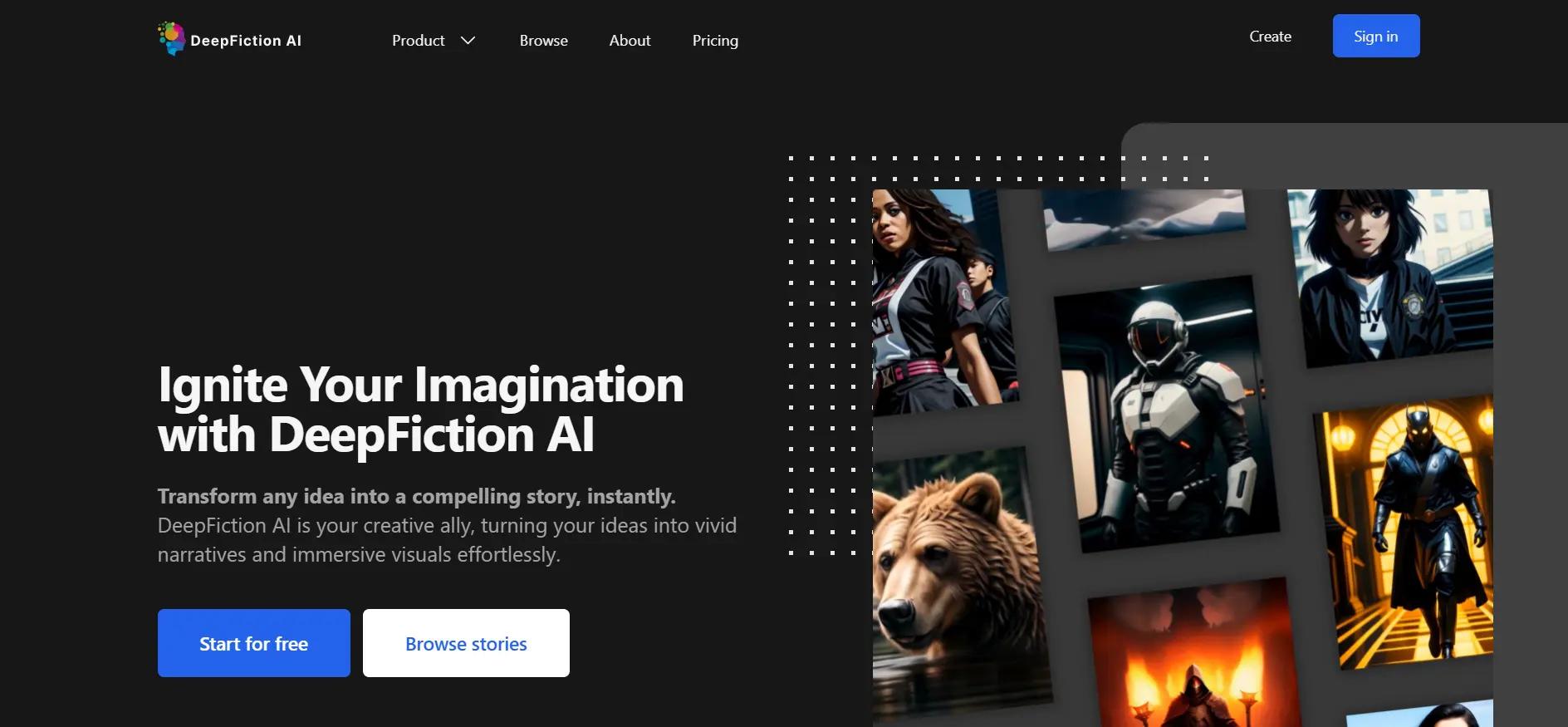 DeepFictionWebsite Screenshot