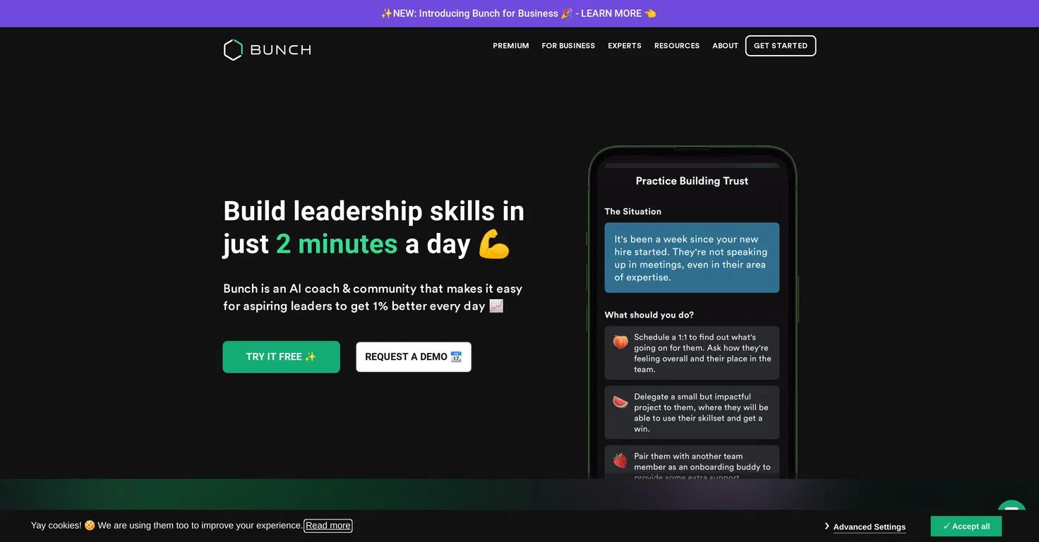 BunchWebsite Screenshot