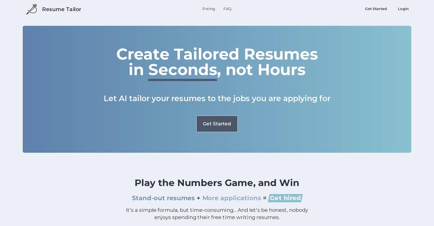 Resume Tailor Website Screenshot