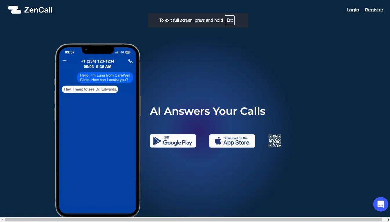 ZenCallWebsite Screenshot