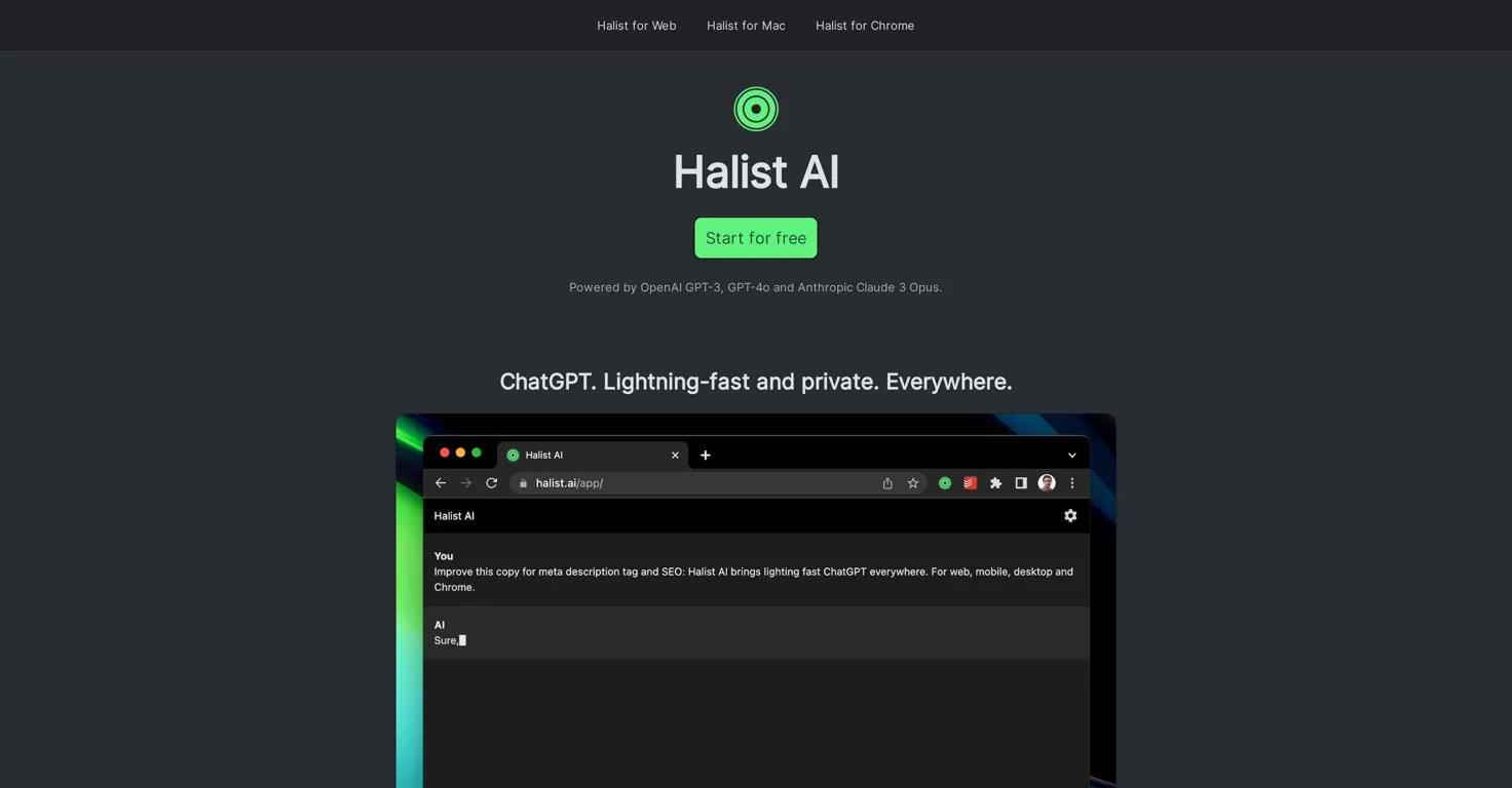 Halist AIWebsite Screenshot