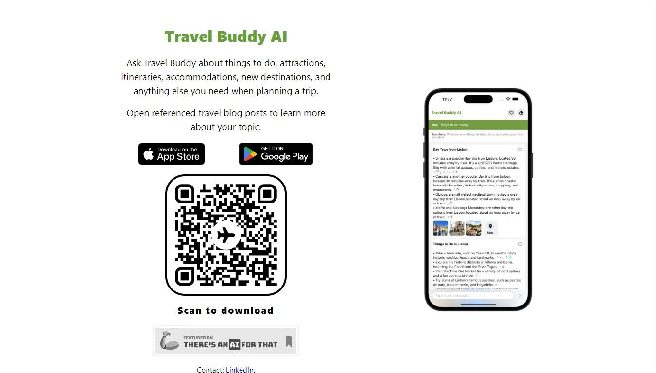 Travel Buddy AIWebsite Screenshot