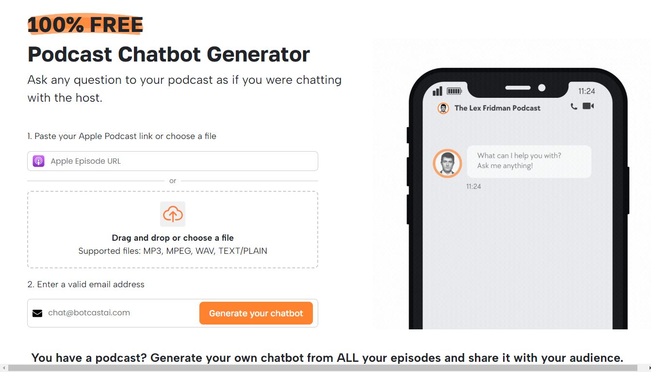 Podcast Chatbot Generator Website