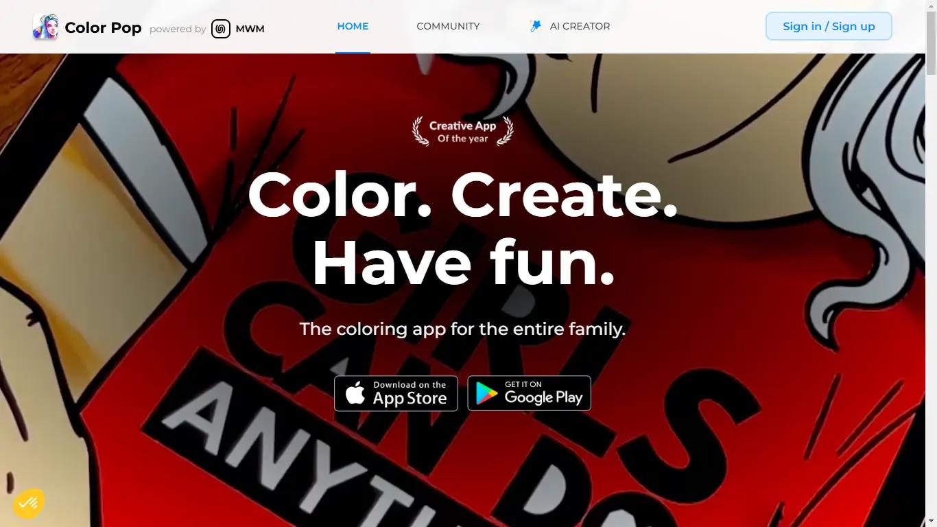 Color Pop Website Screenshot