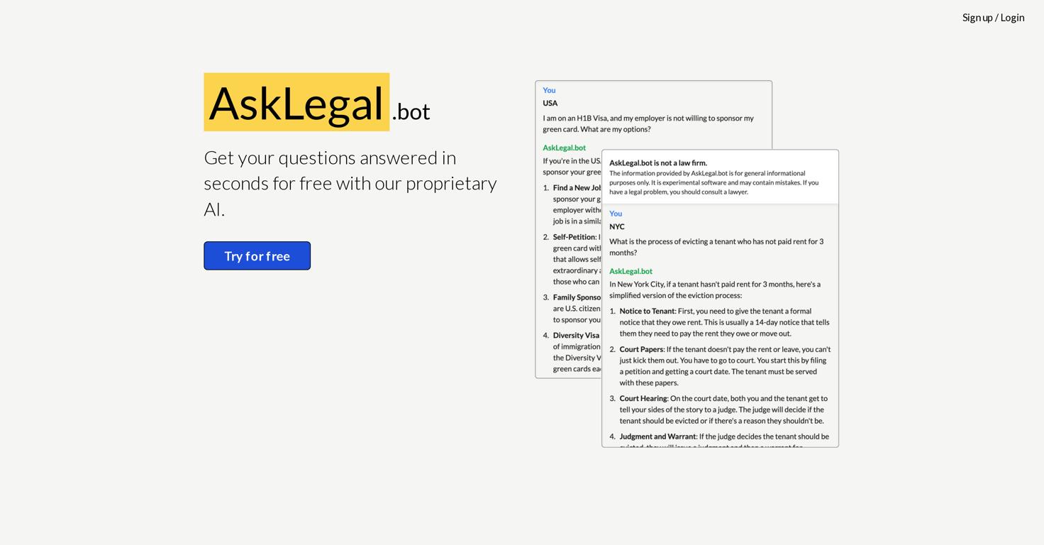 AskLegal.botWebsite Screenshot