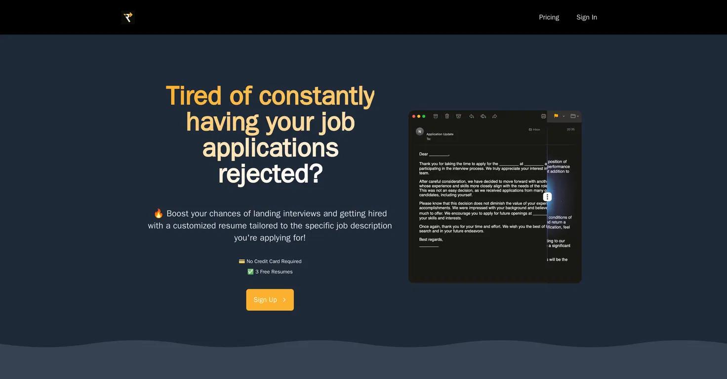 Fast Resume AIWebsite Screenshot