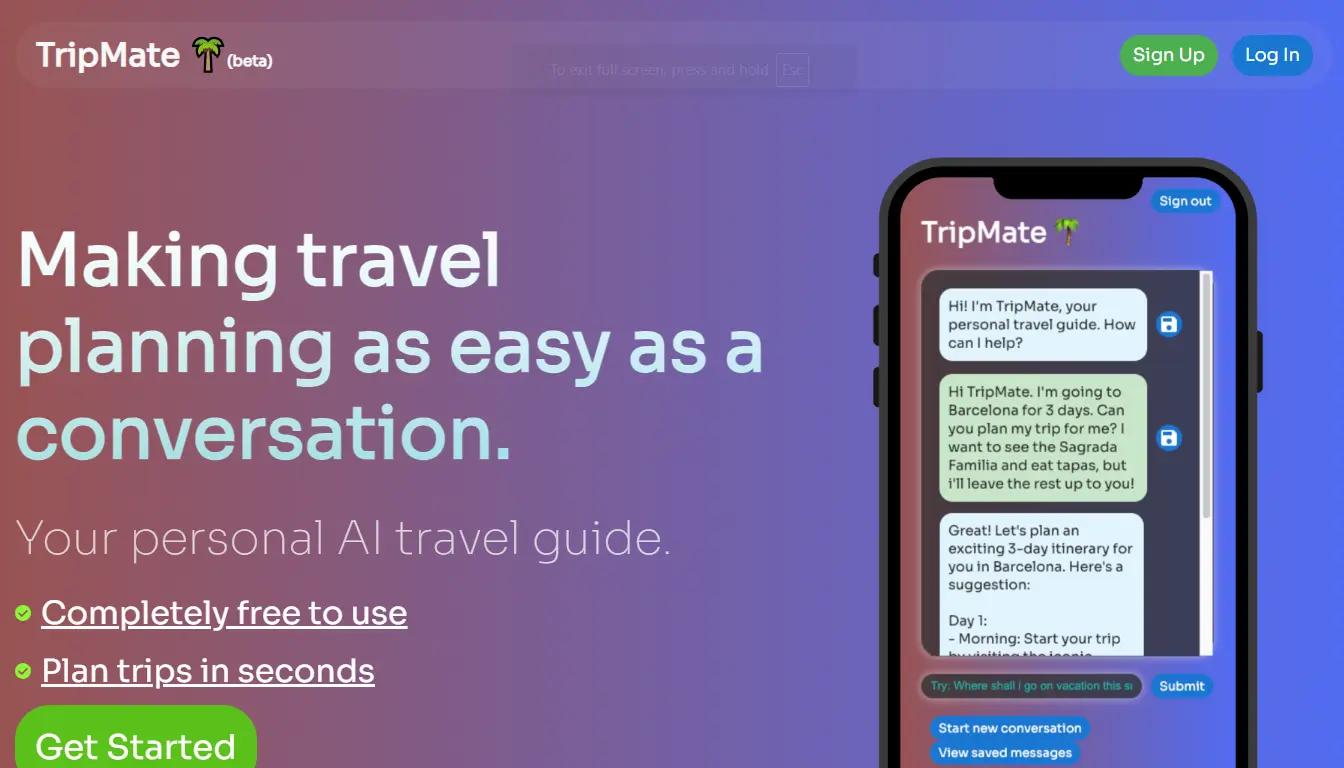 TripMate Website Screenshot