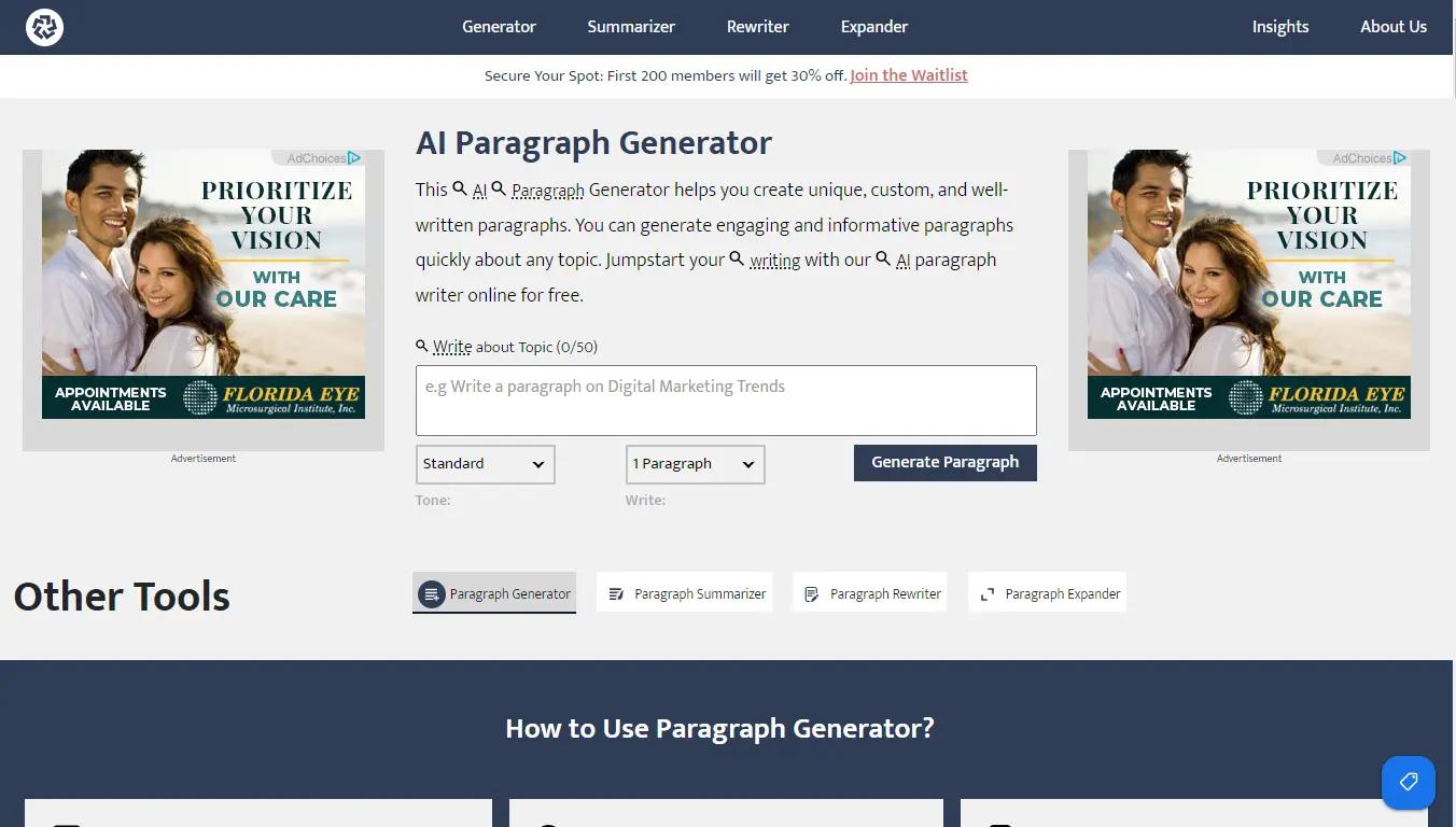 AI Paragraph Generator Website