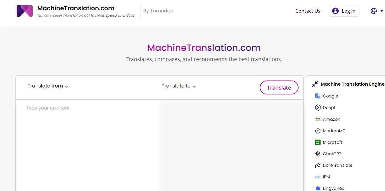 MachineTranslation.comWebsite Screenshot