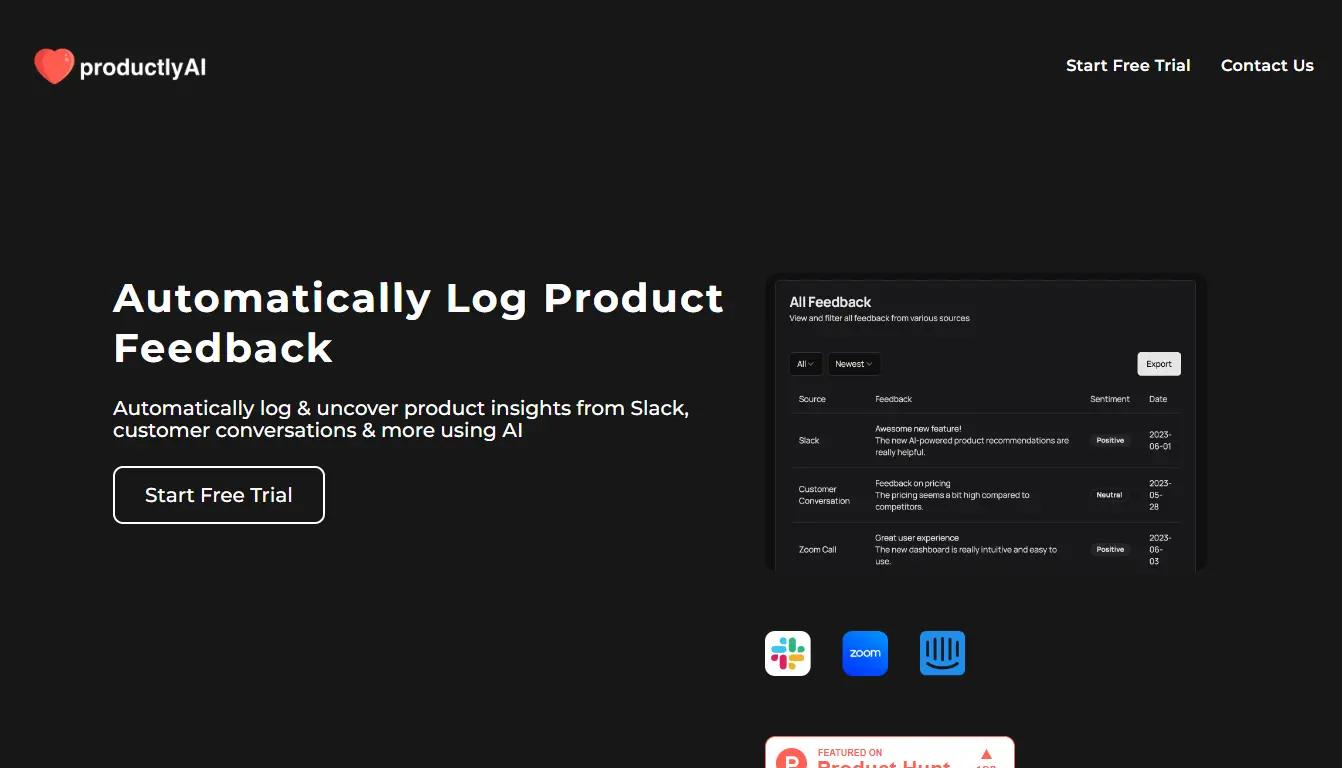 ProductlyAIWebsite Screenshot