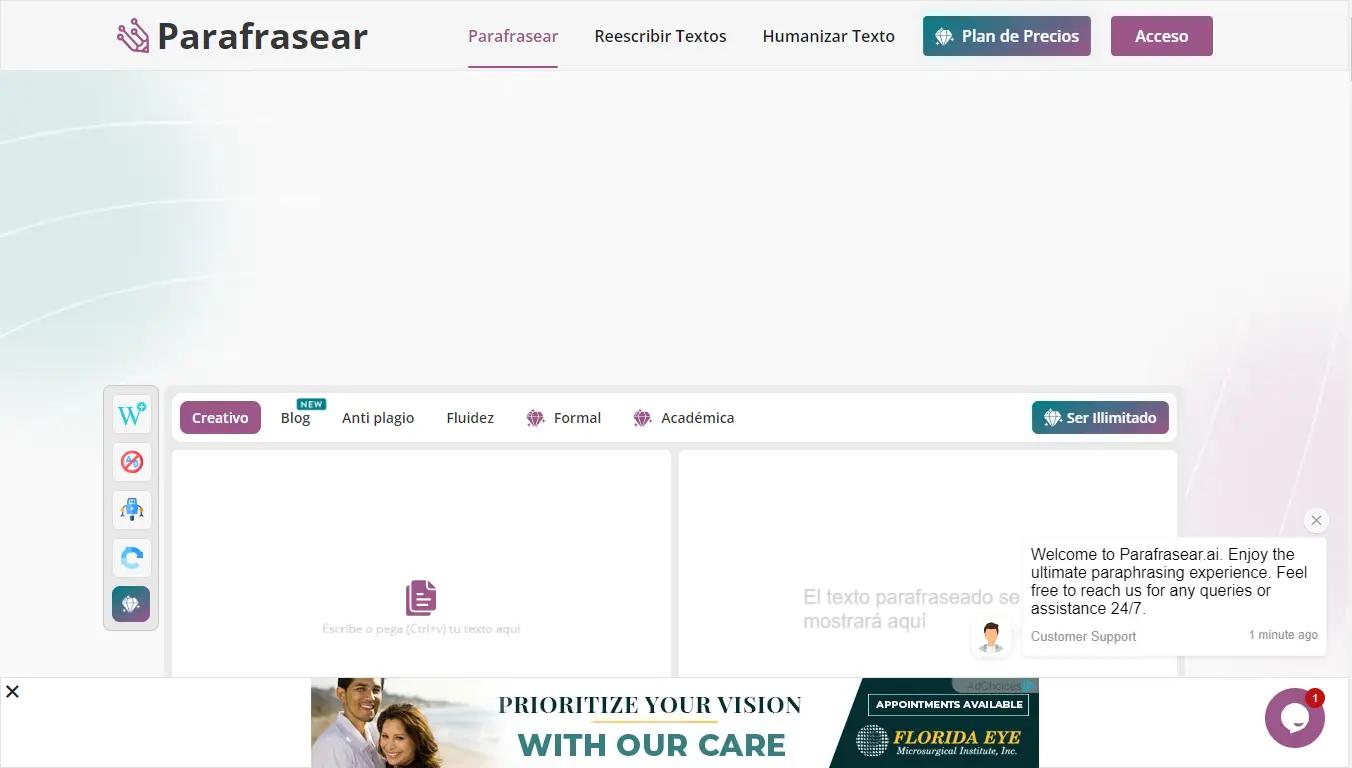 Parafrasear. AIWebsite Screenshot