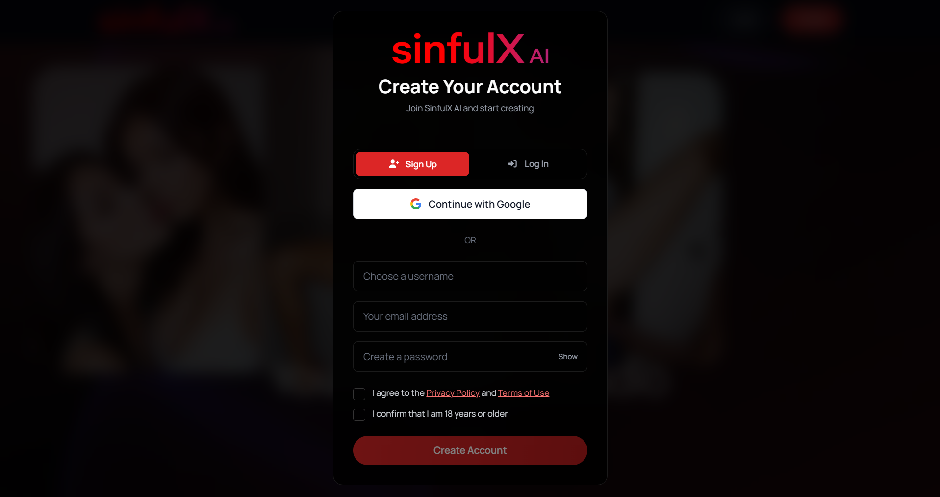 sinfulx.aiWebsite Screenshot