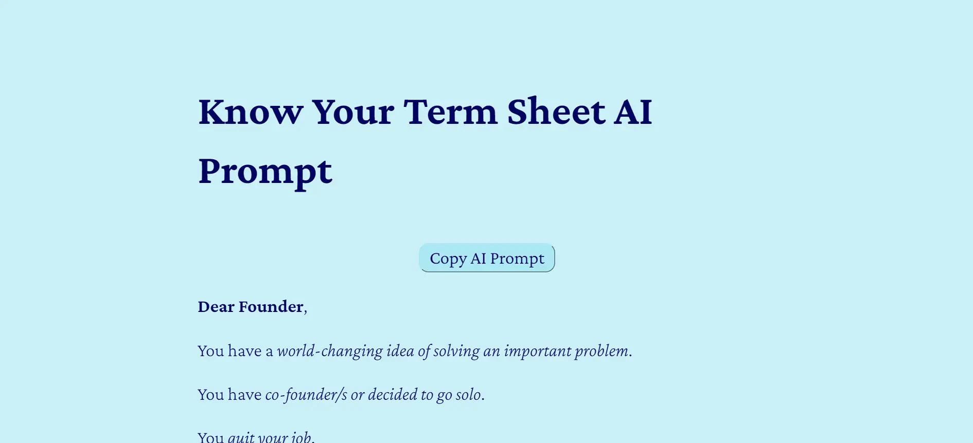 Know Your Term Sheet Website