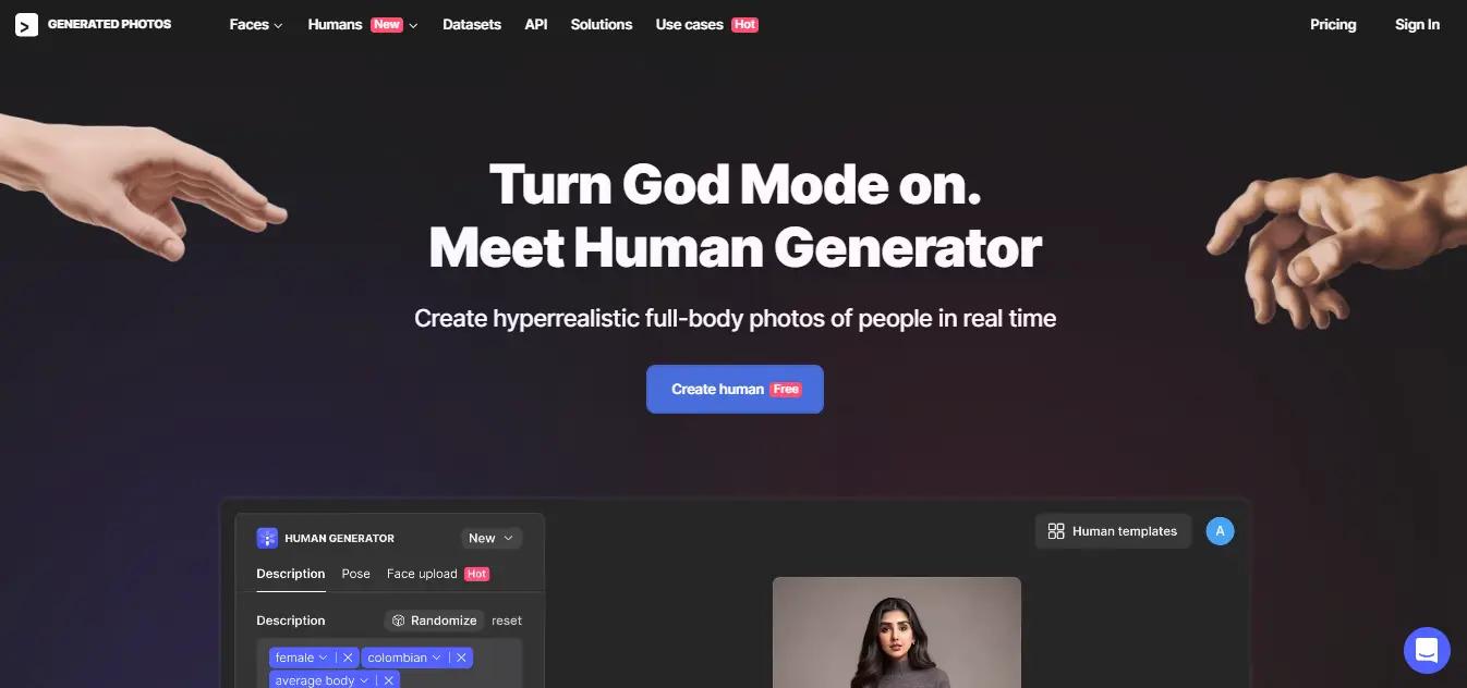 Human GeneratorWebsite Screenshot