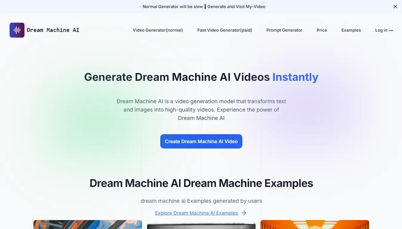 Dream Machine AI Website