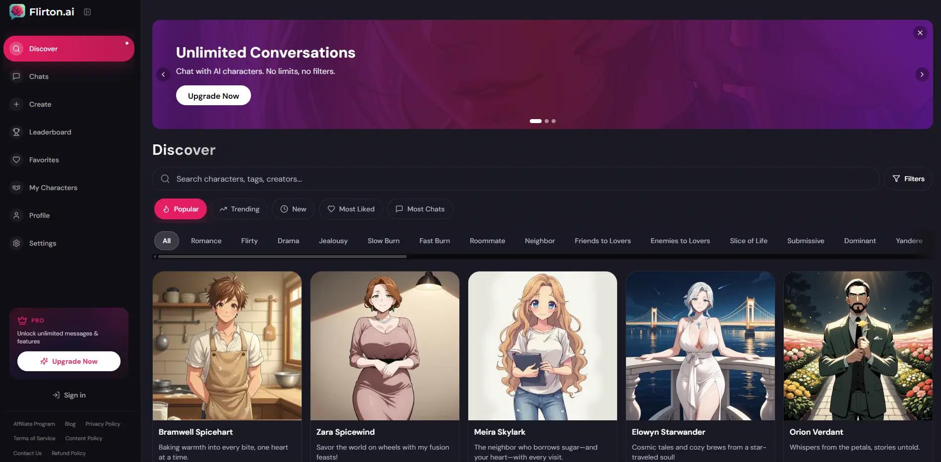 FlirtonWebsite Screenshot