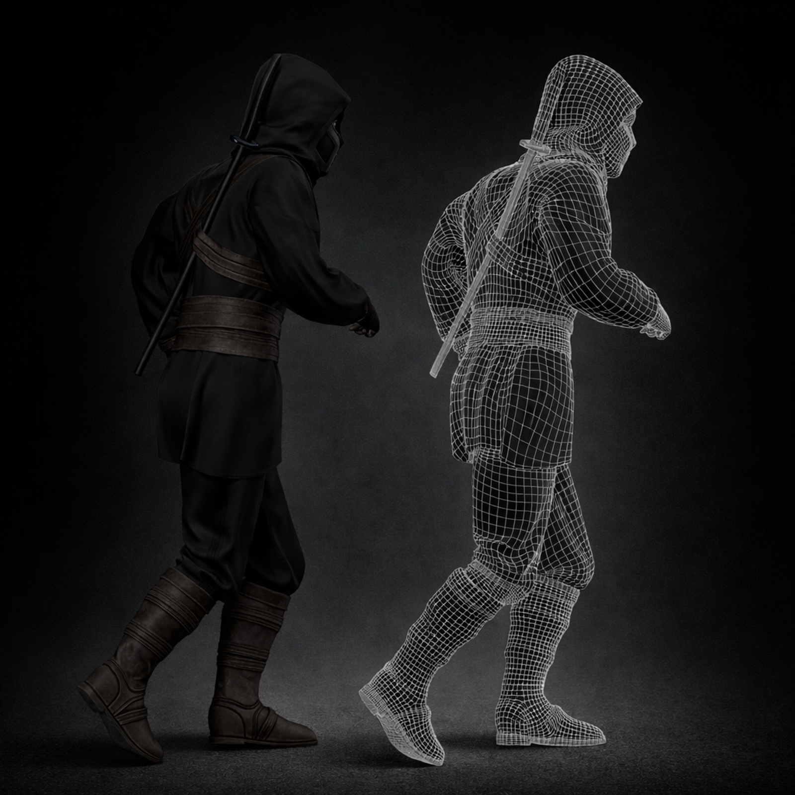 Ninja character full-body final render