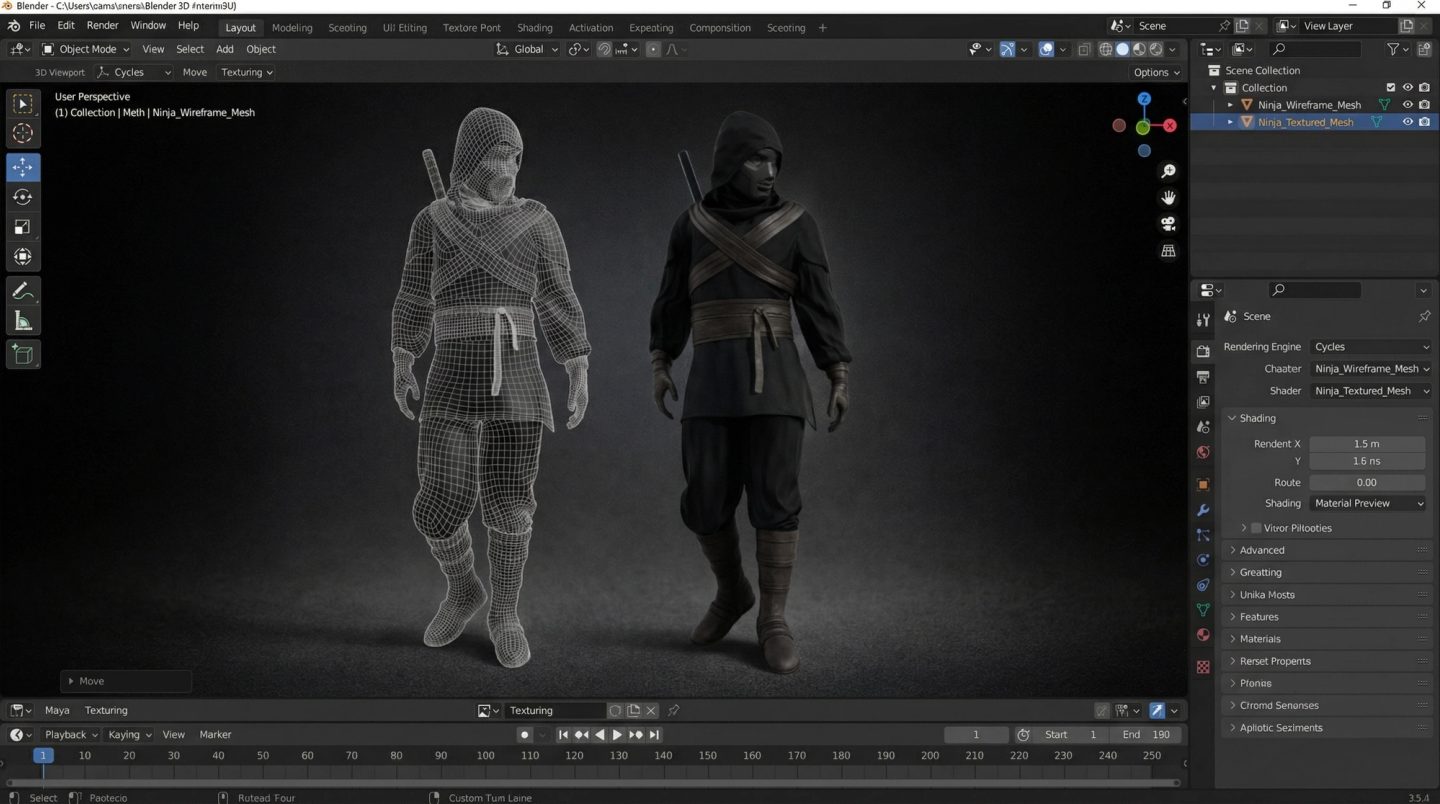 Final ninja character presentation render