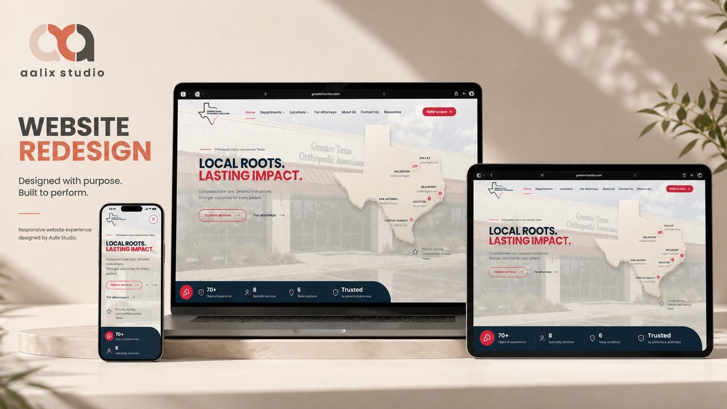 Final GTOA healthcare website design by Aalix Studio
