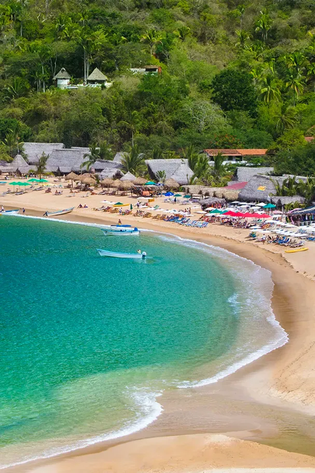 Aerial view of Yelapa, a coastal fishing town in the Mexican Pacific coast, south of Puerto Vallarta.