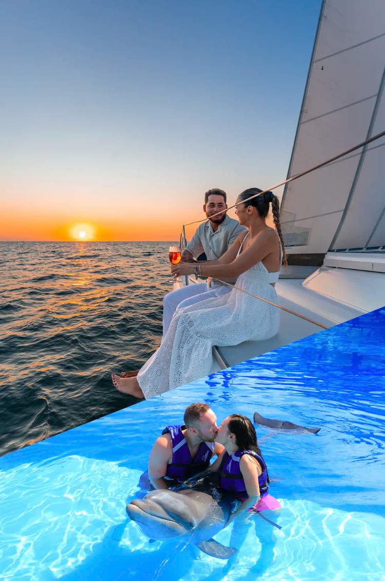 Paquete de tours en Puerto Vallarta combinando un Velero al Atardecer y un Nado con Delfines.