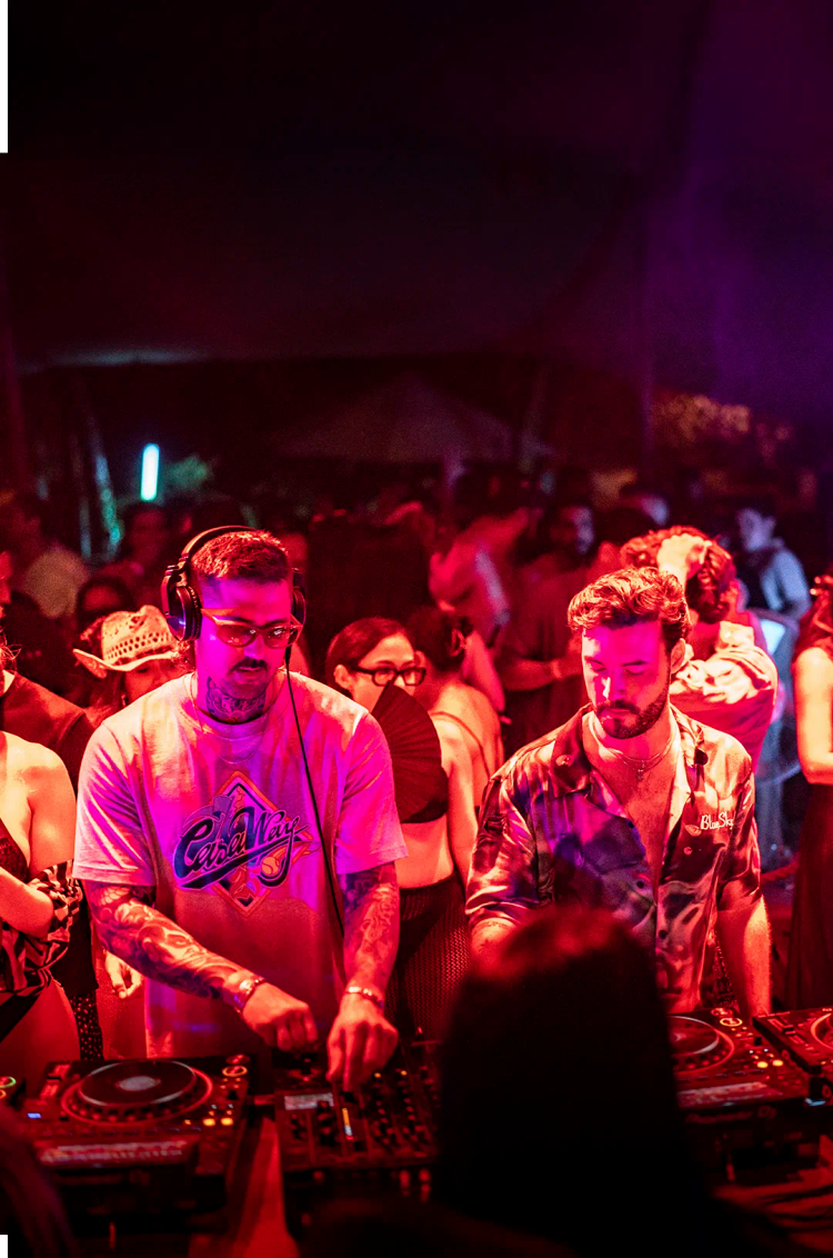 Renowned DJs Tom & Collins will be playing at Majahuitas on the best 2025 Puerto Vallarta New Years Eve celebration.