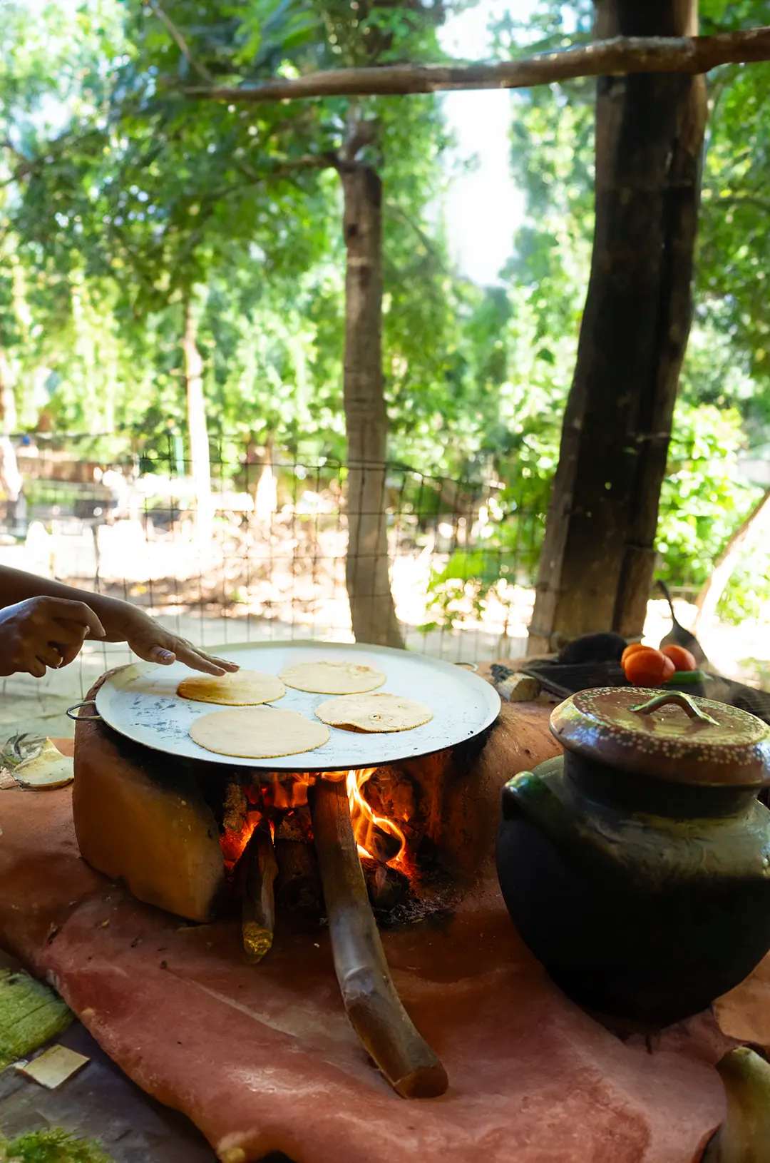Lady preparing hand-made tortillas during a Puerto Vallarta tour.