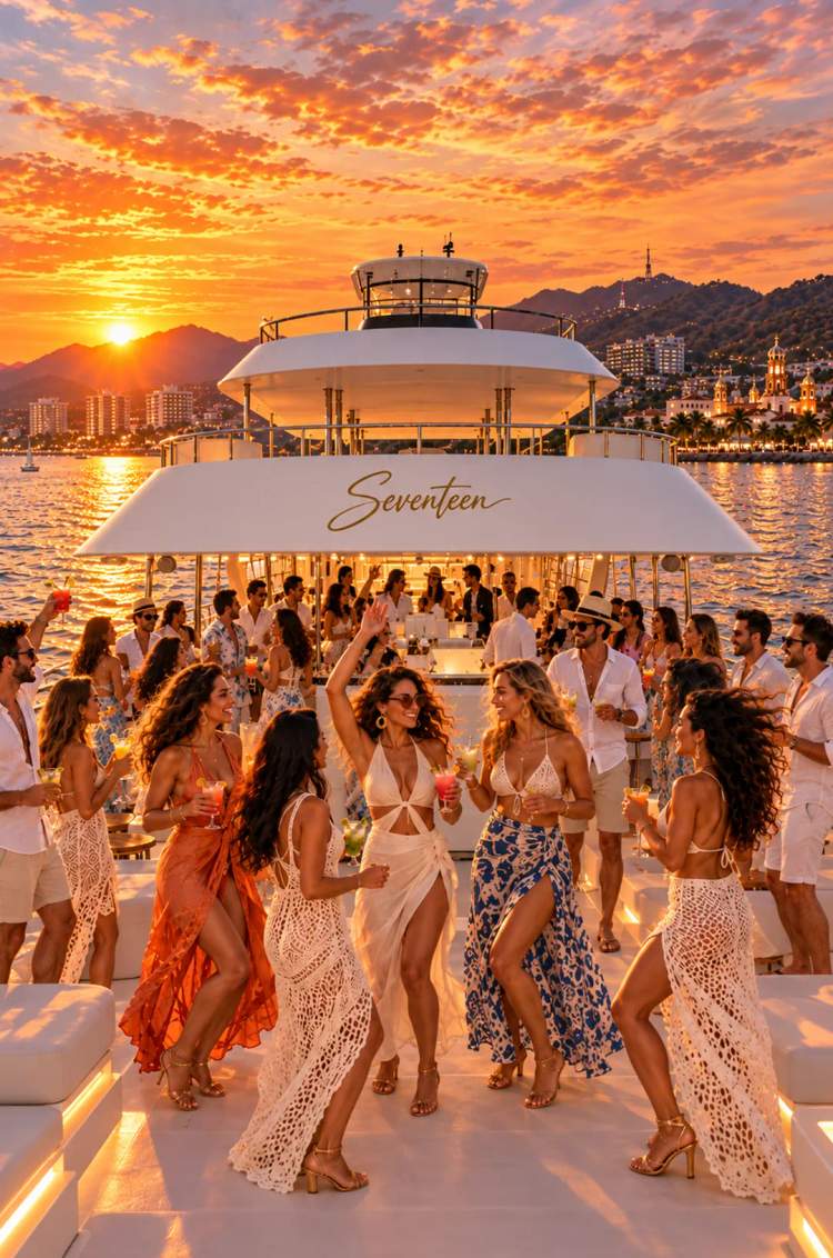Fiesta del primer atardecer del año en el Catamarán Premium Seventeen con Vallarta Adventures