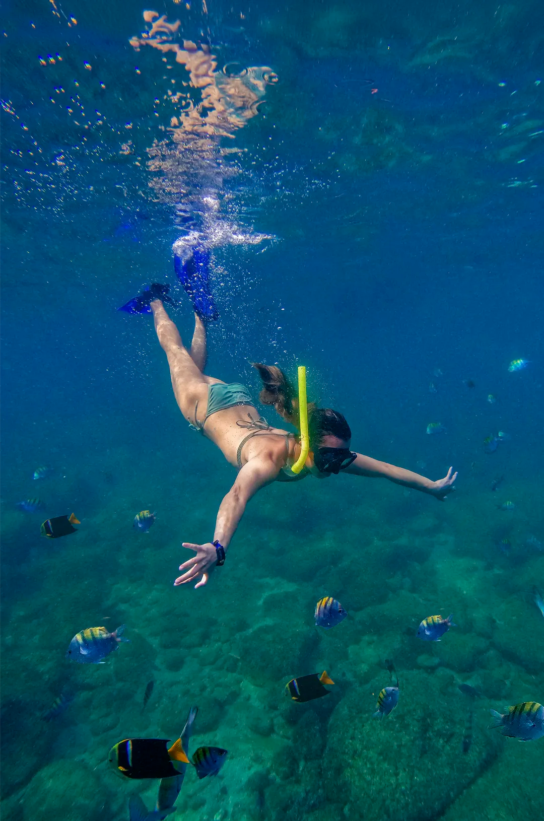 Woman snorkeling in Yelapa, exploring the vibrant marine life.