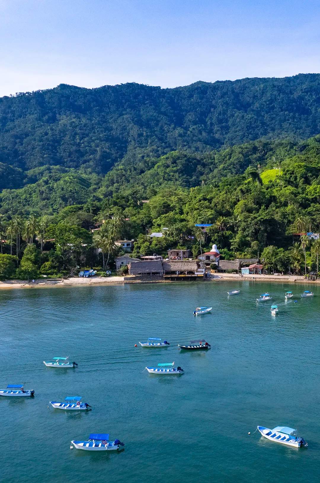 Aerial view of Quimixto, a fisherman village in the Mexican Pacific.