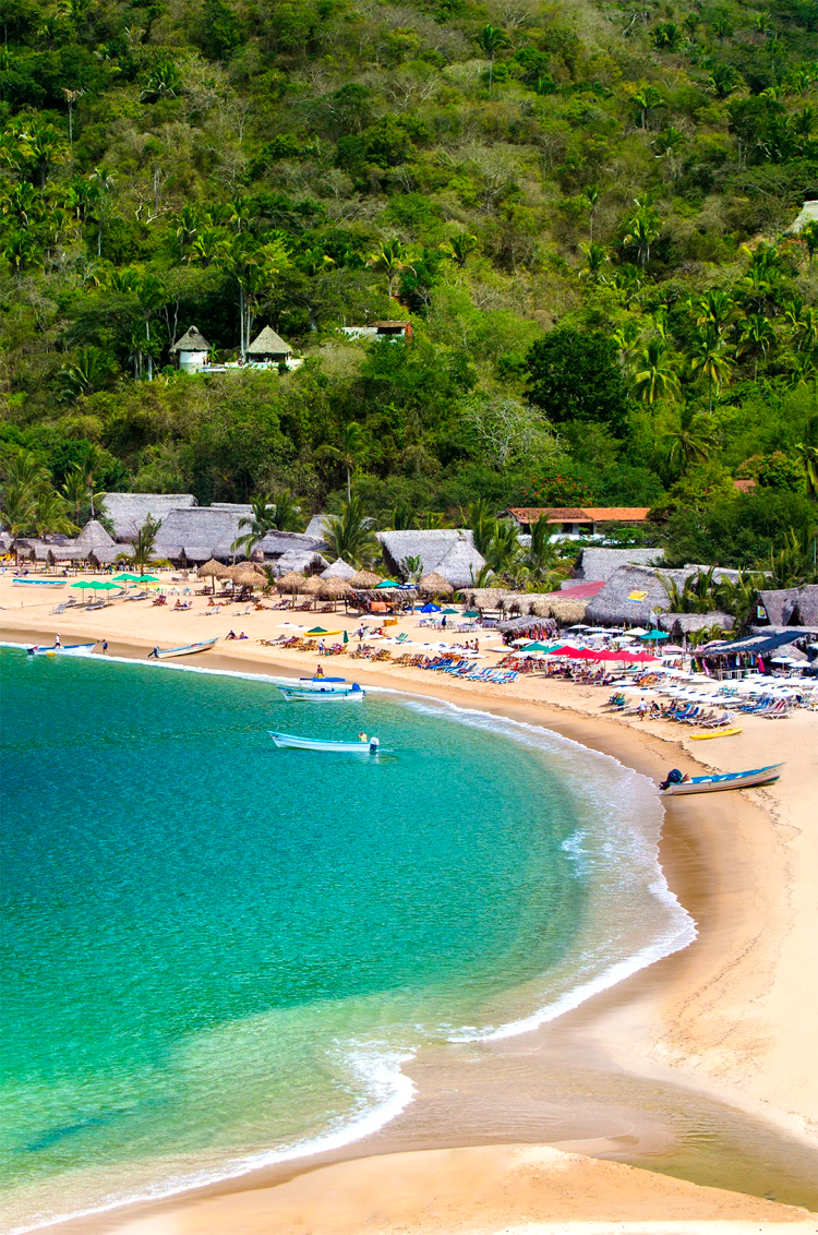 Aerial view of Yelapa, a coastal fishing town in the Mexican Pacific coast, south of Puerto Vallarta.