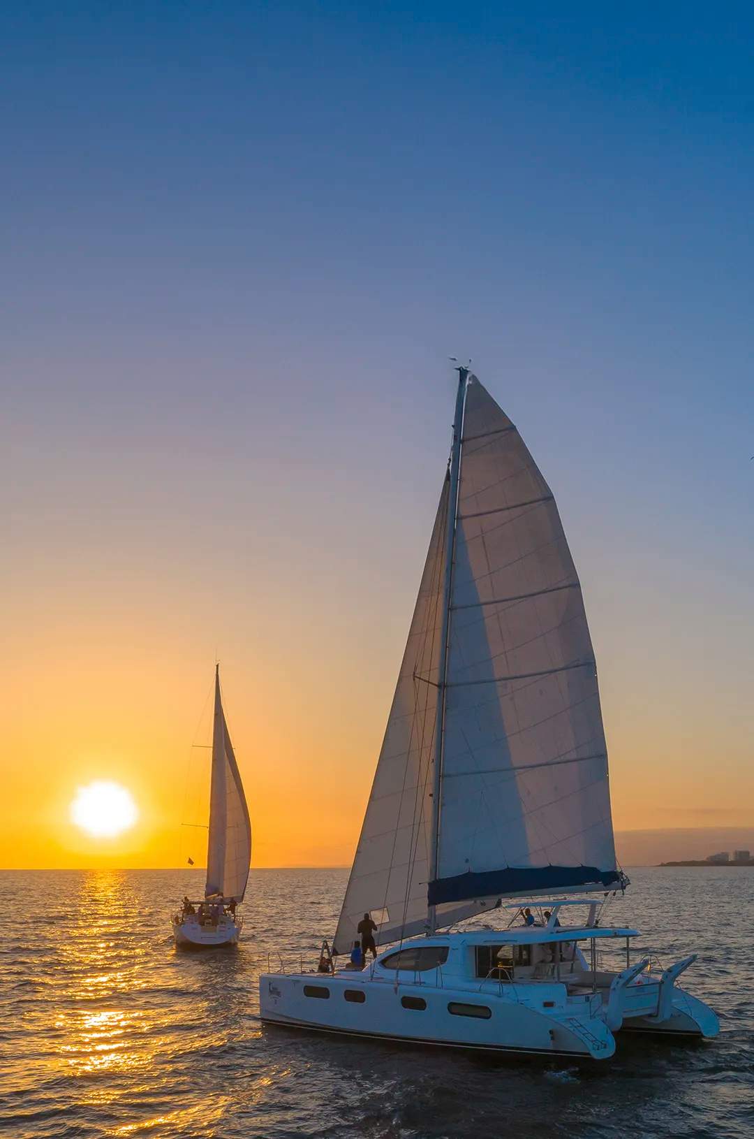 Spectacular view of a Puerto Vallarta sunset from the comfort of a Luxury Sunset Cruise.