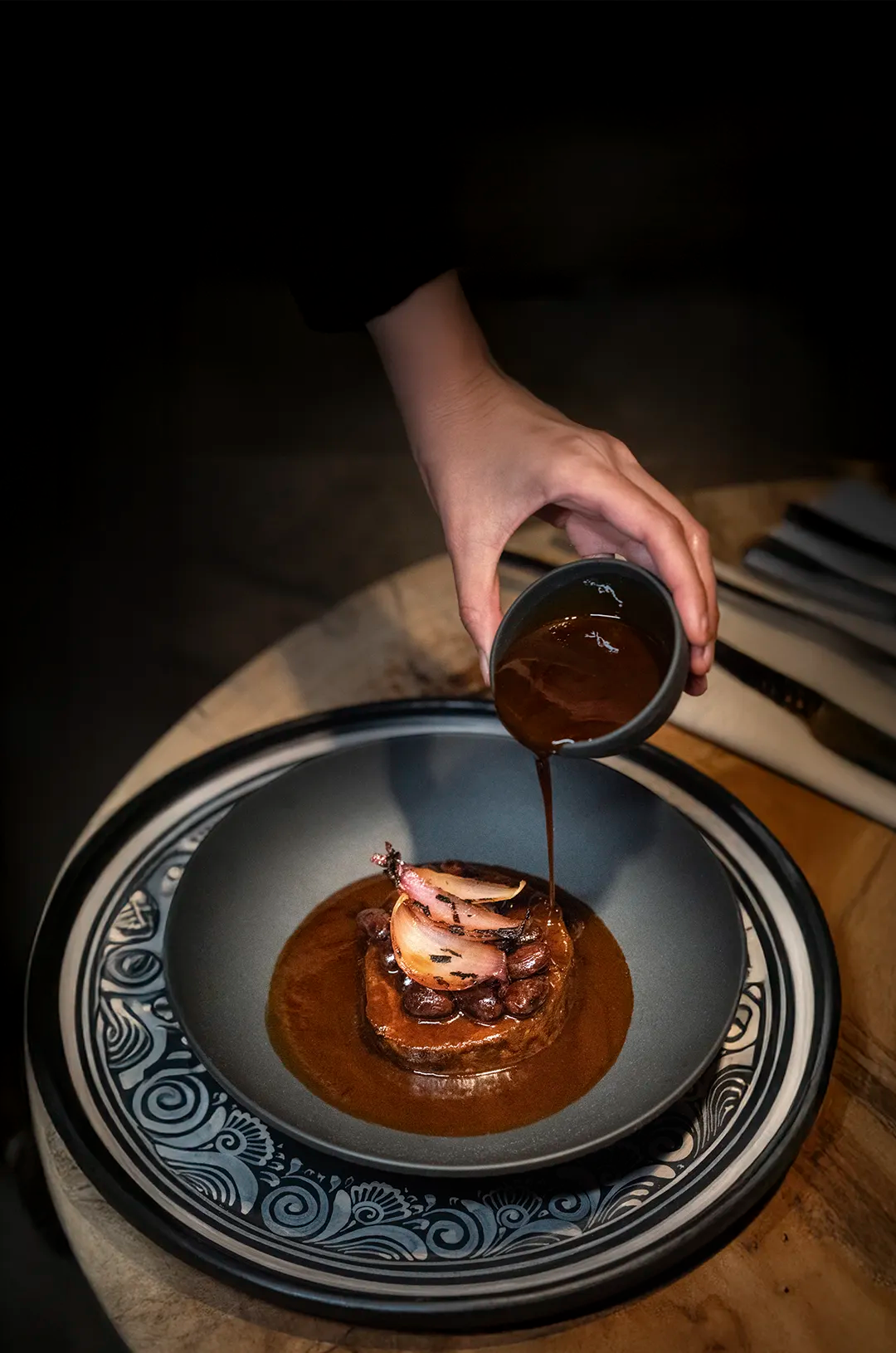 Gourmet plated dish at ALMA, Rhythms of the Night – Premier, showcasing the best of Puerto Vallarta fine dining