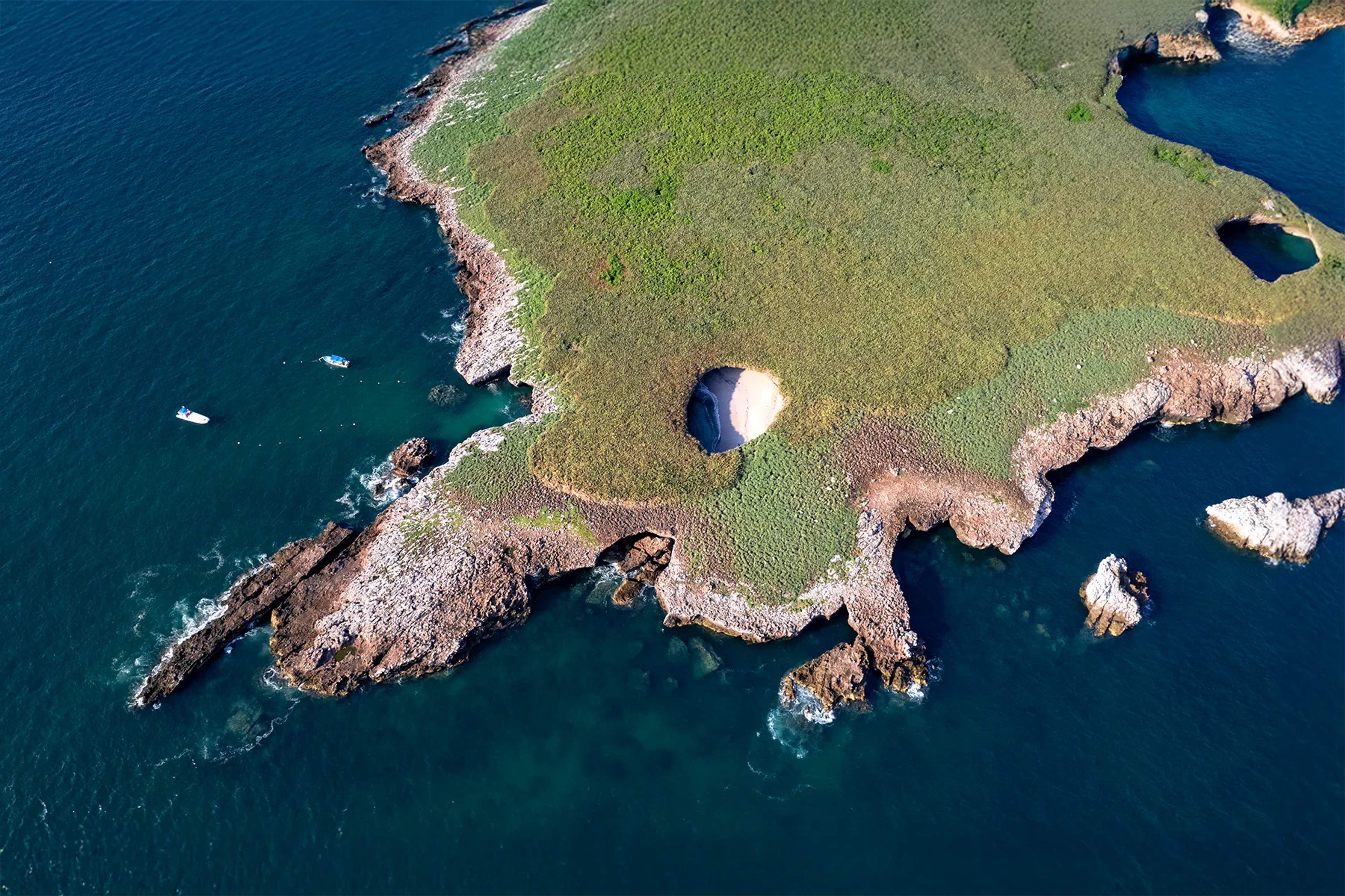 Aerial view of the Marietas Islands, in the Mexican Pacific.