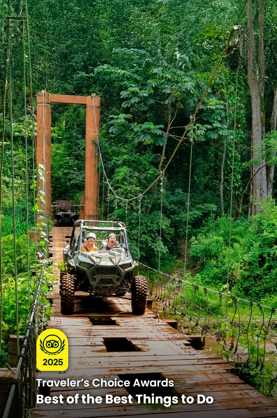 ATV crossing a Puerto Vallarta bridge at Extreme Adventure by Vallarta Adventures.