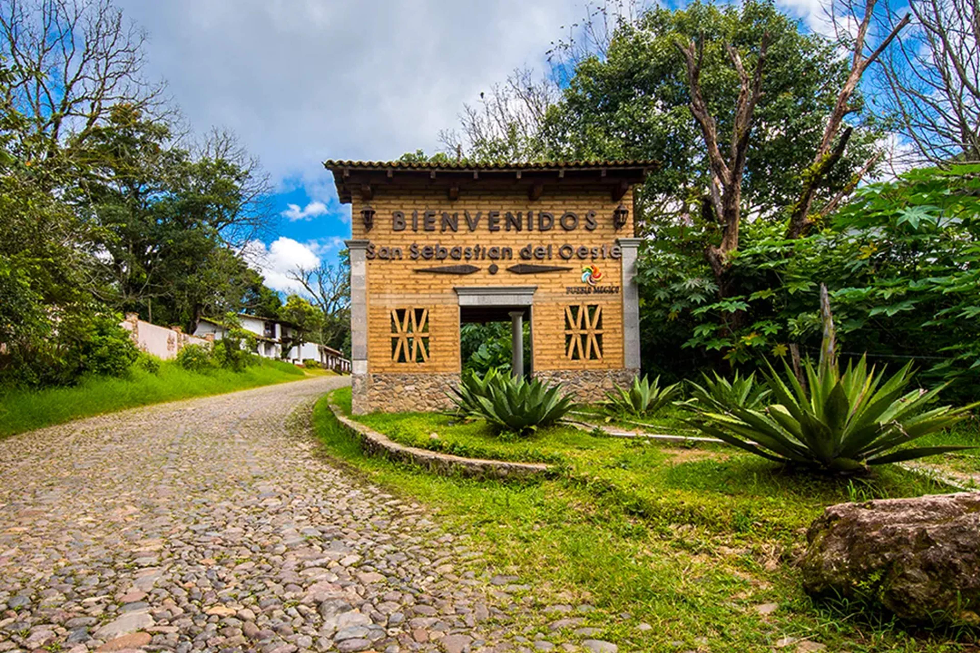 Welcome sign at the entrance of San Sebastián del Oeste, a charming mountain town near Puerto Vallarta, Mexico