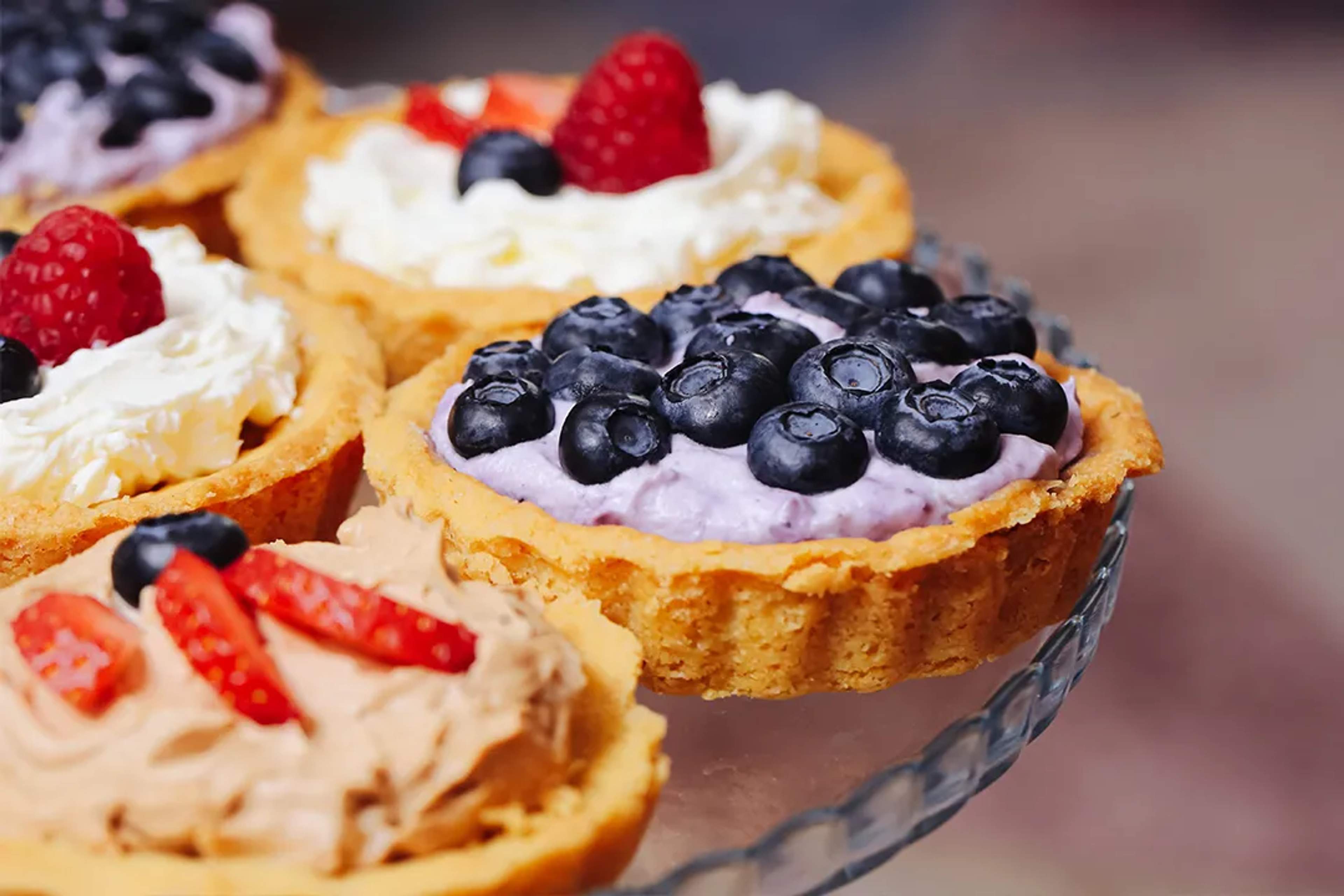 Fresh berry tartlets served aboard Seventeen Premium Catamaran during a private charter in Puerto Vallarta.