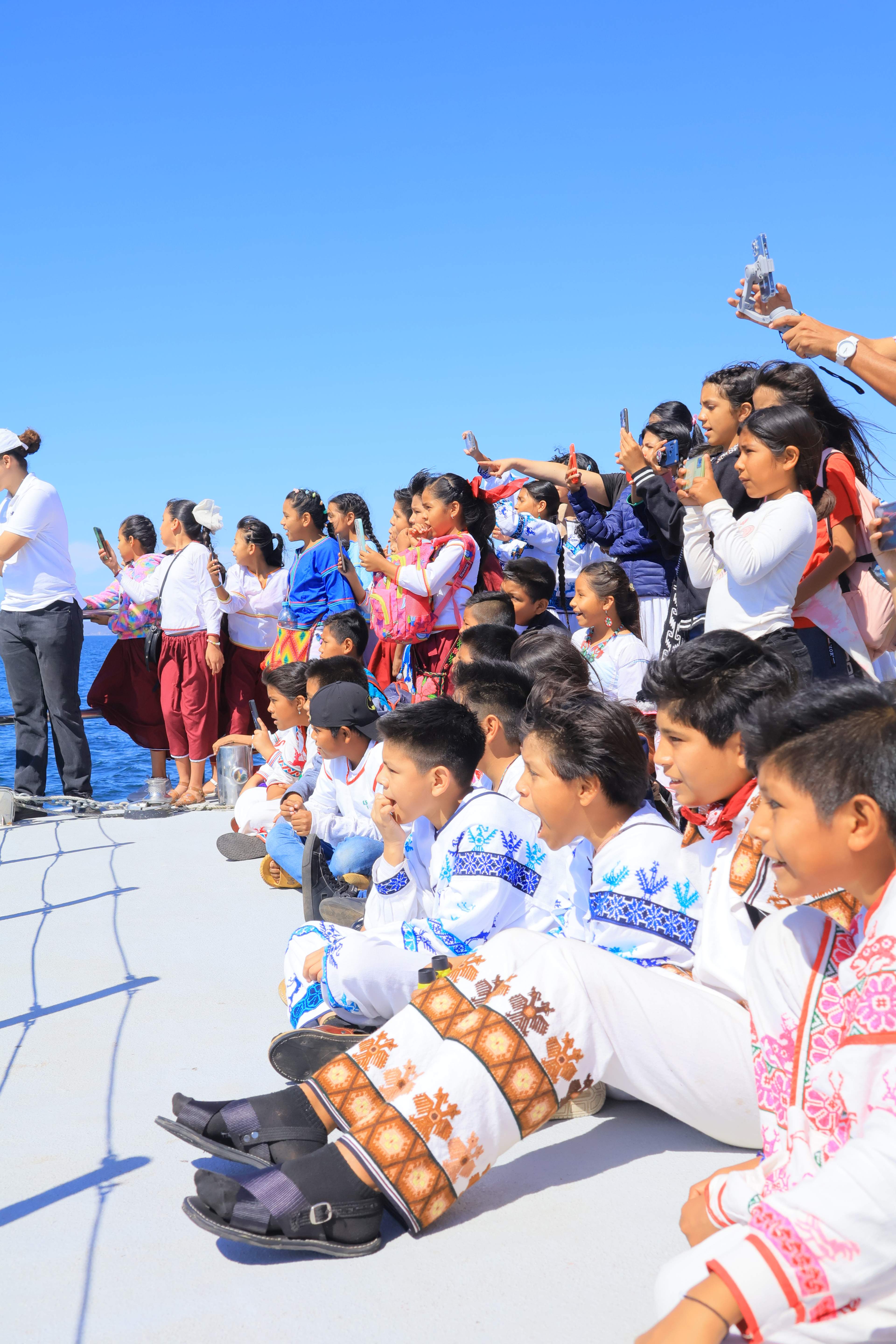 Whale watching for the firts time on board of a Vallarta Adventure's Catamaran