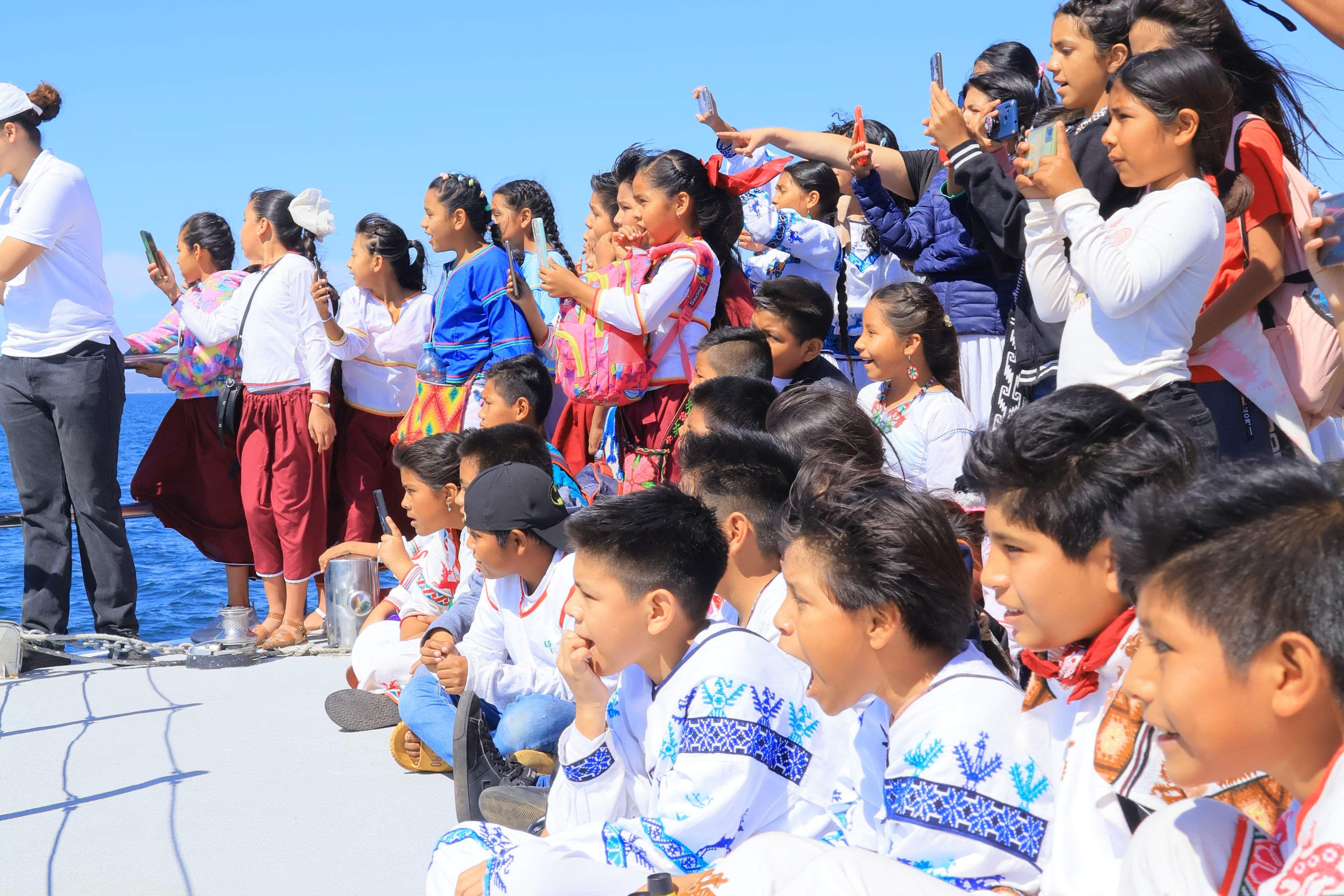 Whale watching for the firts time on board of a Vallarta Adventure's Catamaran