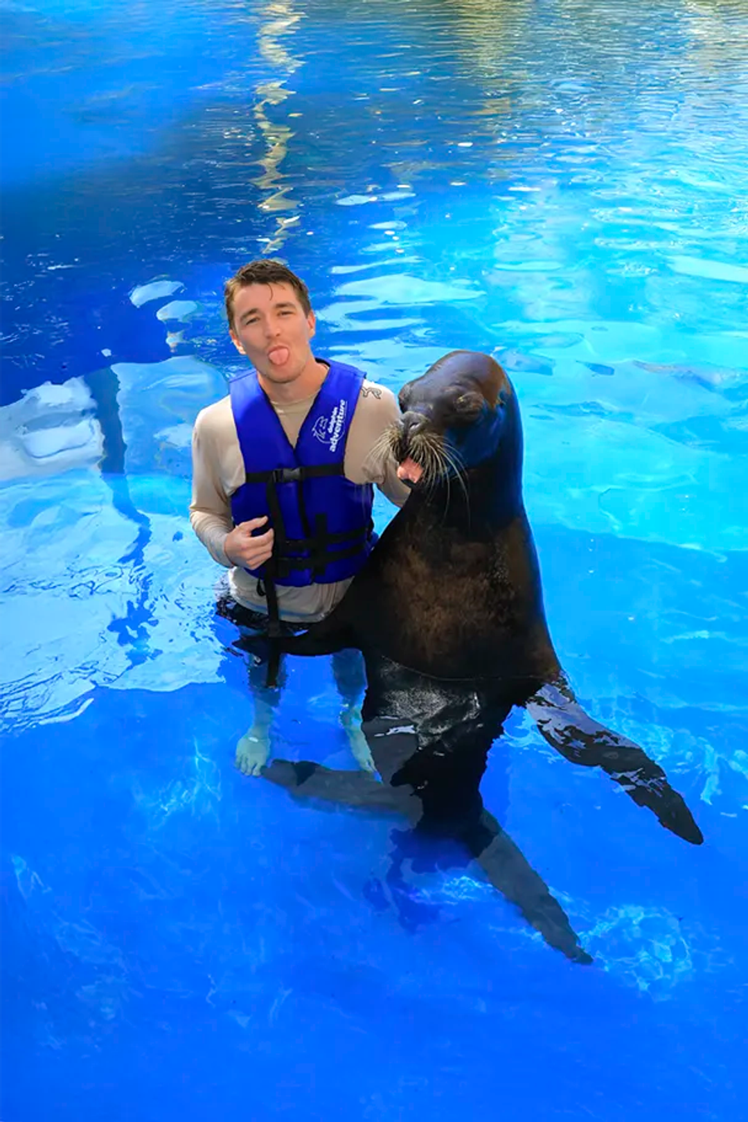Woman having fun in Puerto Vallarta on a Sea Lion encounter.