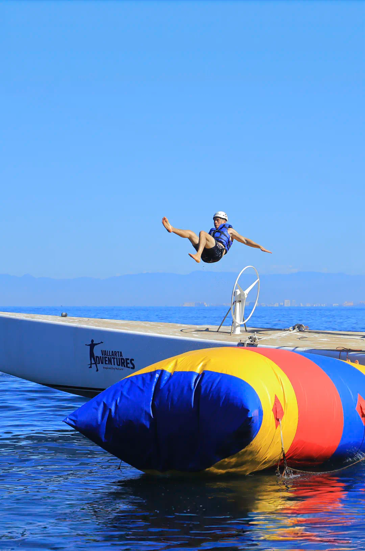 Fly through the air on the fun Blob at Ocean Mania waterpark.