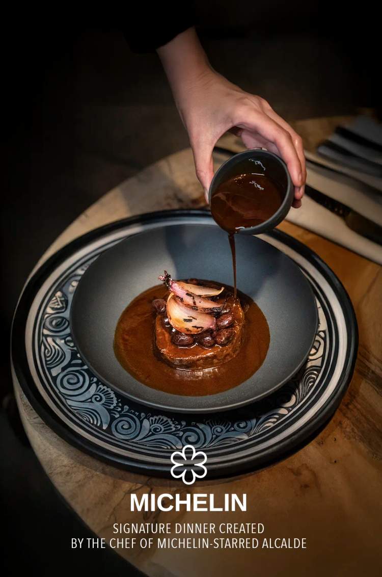 Gourmet plated dish at ALMA, Rhythms of the Night – Premier, showcasing the best of Puerto Vallarta fine dining
