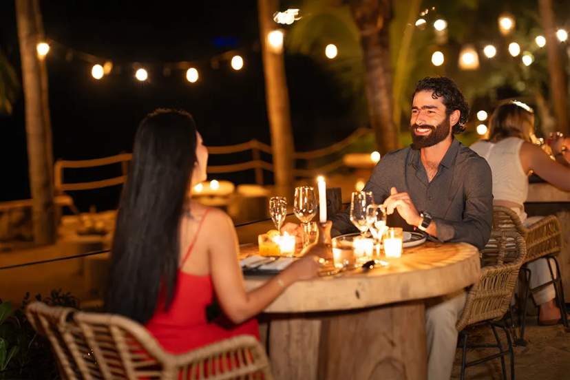 Romantic beach dinner in Puerto Vallarta, at Rhythms of the Night, a candlelight dining experience.