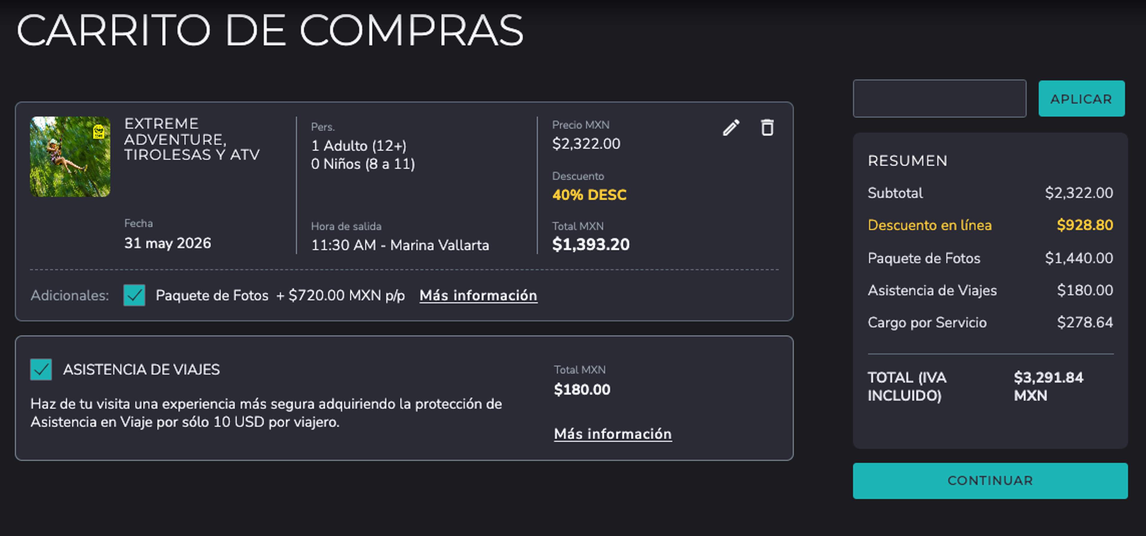 Elige los tours que quieres pagar a meses sin intereses.