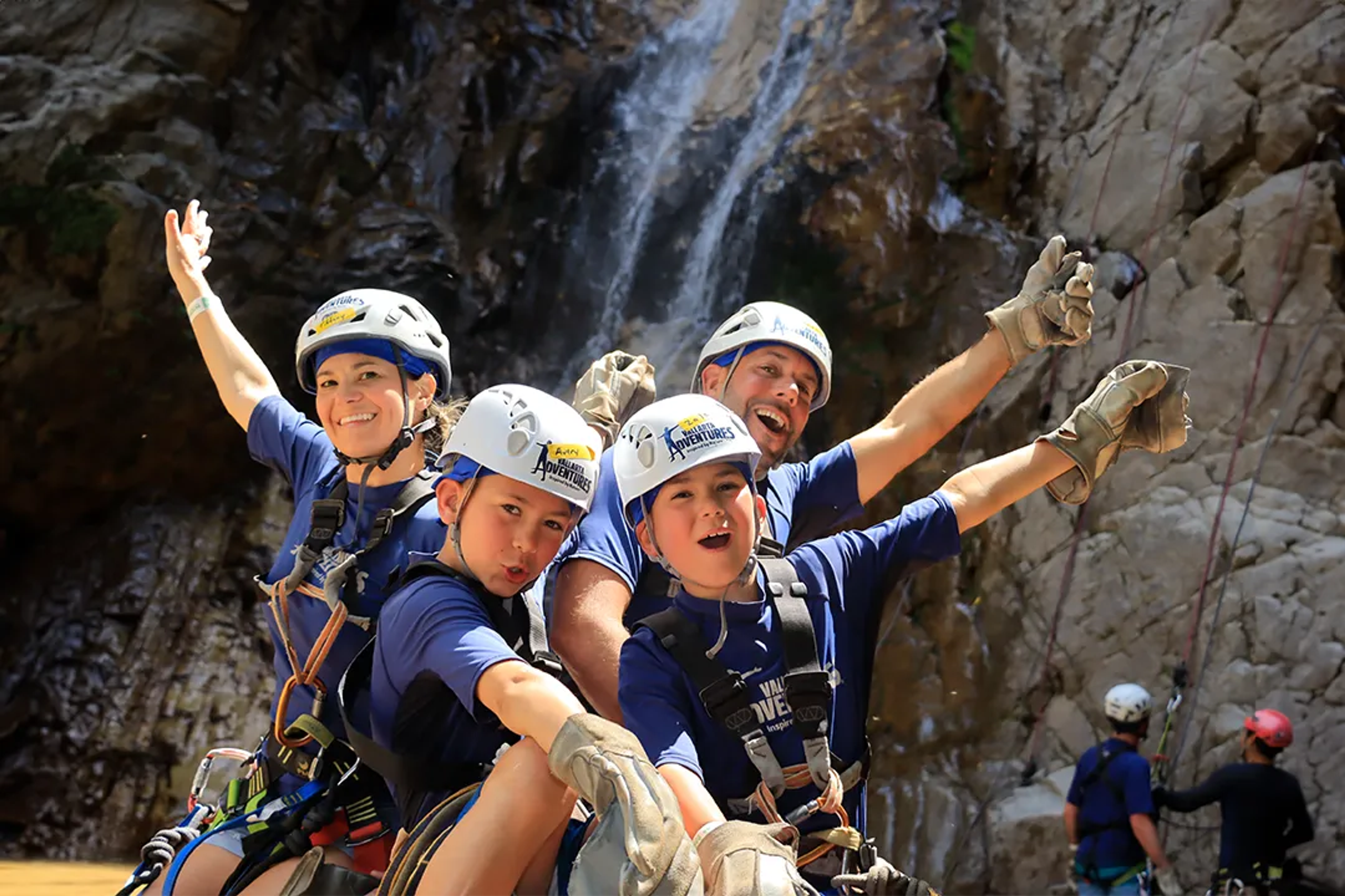 Family enjoying an exciting adventure tour by Vallarta Adventures