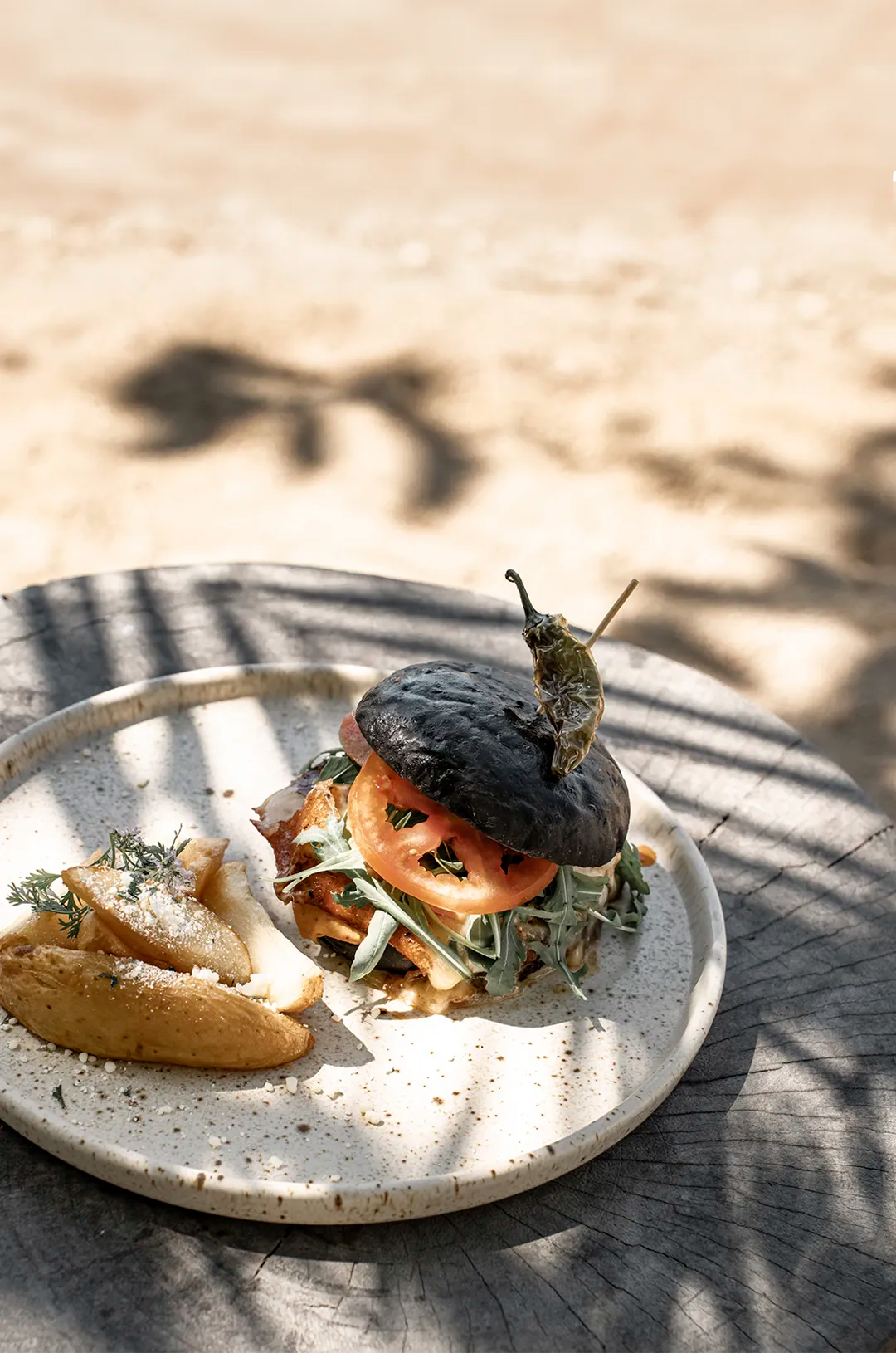 Majahuitas signature Black Brioche Bread Hamburguer.